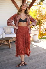 French Courtship Half Slip Skirt - Sundown Rust ~ Free People