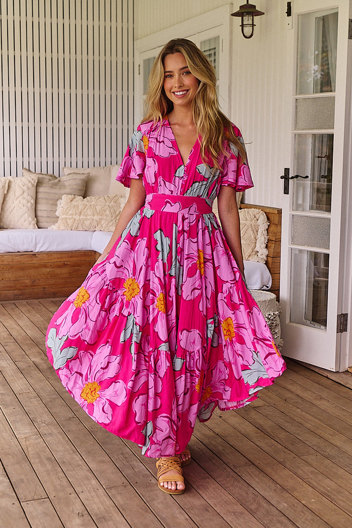 jaase taurus maxi dress Jaase Lunar Print Taurus Maxi Restock  Lilac and Mila
