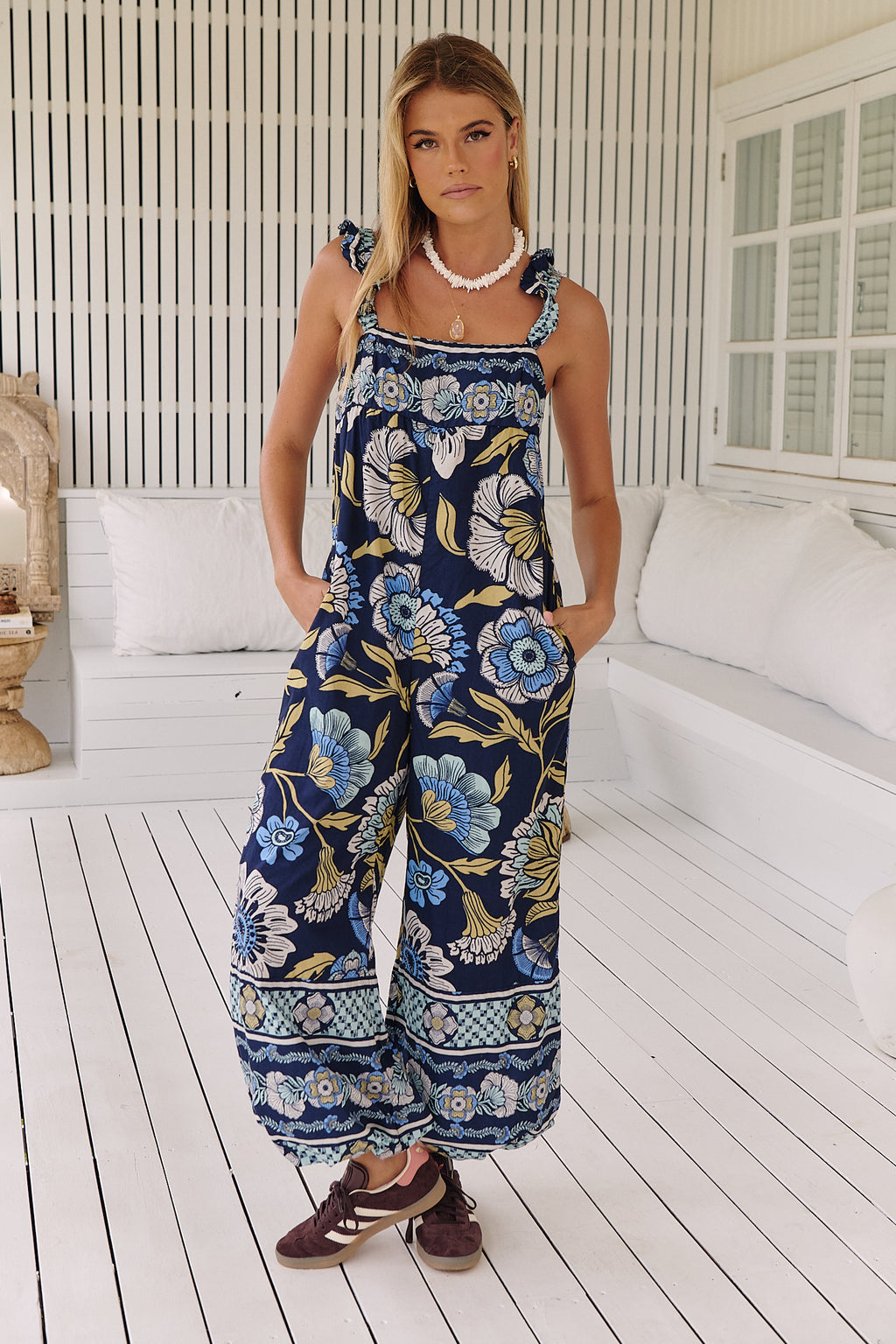 Bali Albright Jumpsuit Navy Combo Free People Arizonia Rose