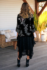 Valentina Cropped Velvet Kimono- Black ~ Johnny Was