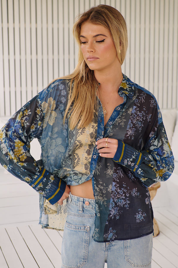 Flower Patch Top- Indigo Combo~ Free People