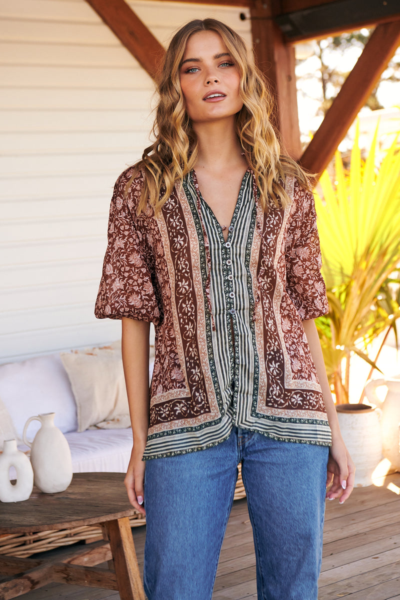 Border batik Top- Chestnut ~ Free People