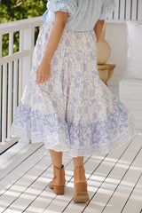 In Full Swing Printed Midi Skirt- Blue Heron ~ Free People