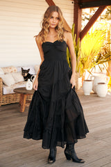 Sundrenched Solid Maxi Dress- Black ~ Free People