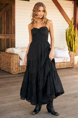Sundrenched Solid Maxi Dress- Black ~ Free People