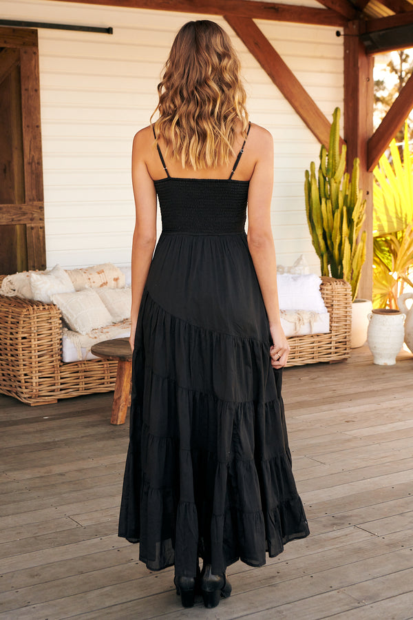 Sundrenched Solid Maxi Dress- Black ~ Free People