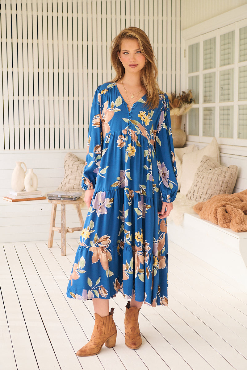 jaase blue dress Azula Print Tessa Maxi Dress. By Jaase