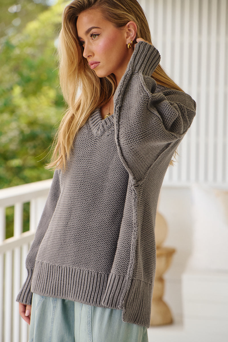 Alli V neck Sweater Titan Free People Arizonia Rose