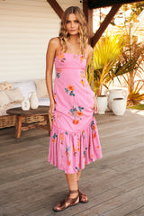 Rosie Posie Midi Dress- Grapefruit ~ Free People