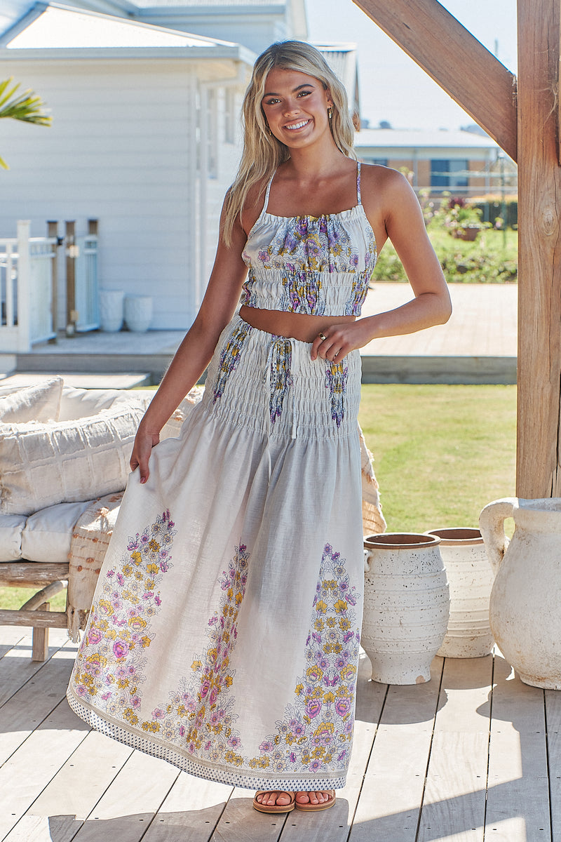 Aurelia Skirt - White Daylilies