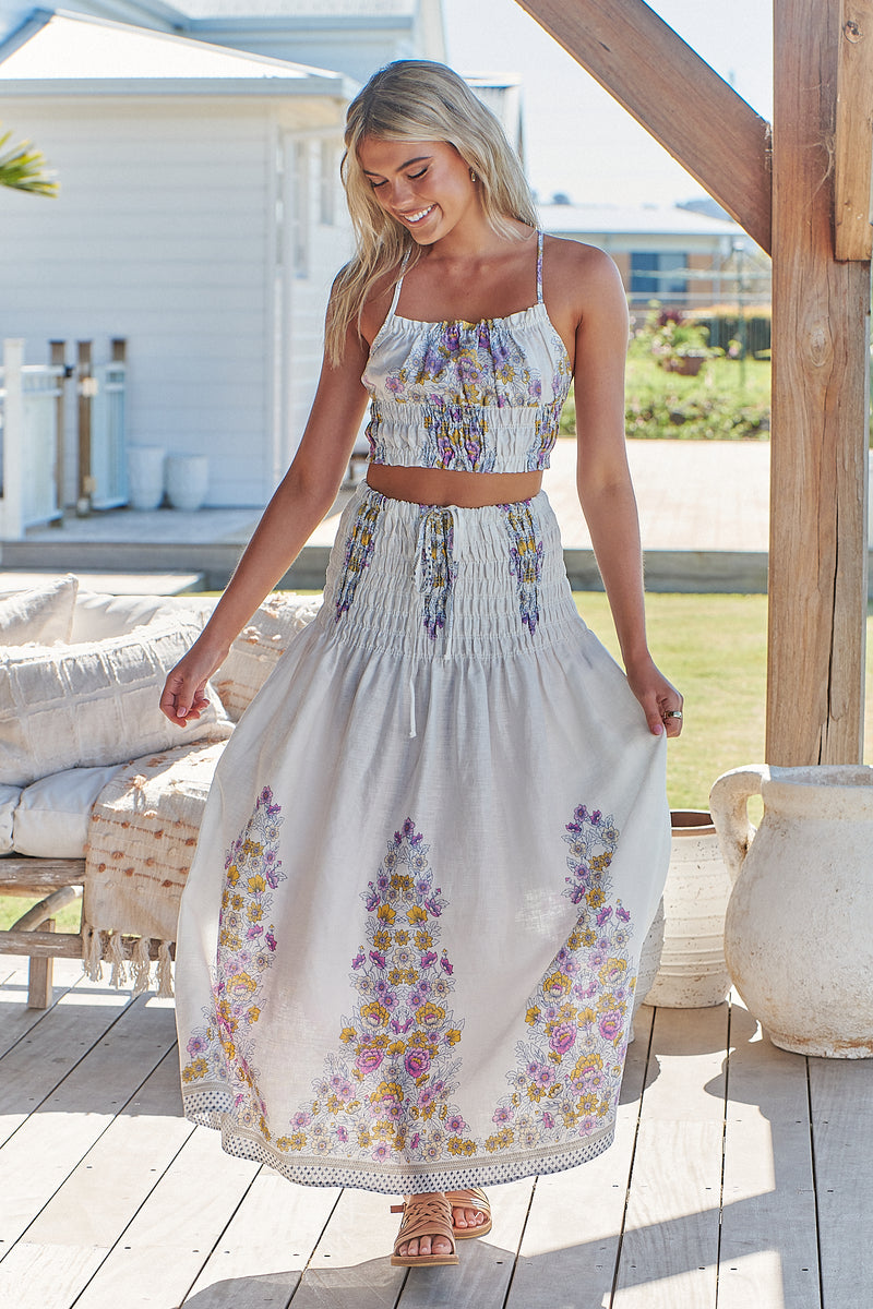 Aurelia Skirt - White Daylilies