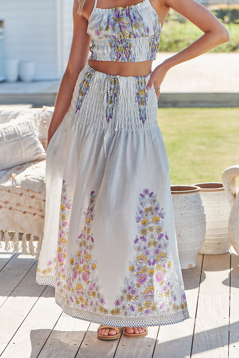 Aurelia Skirt - White Daylilies