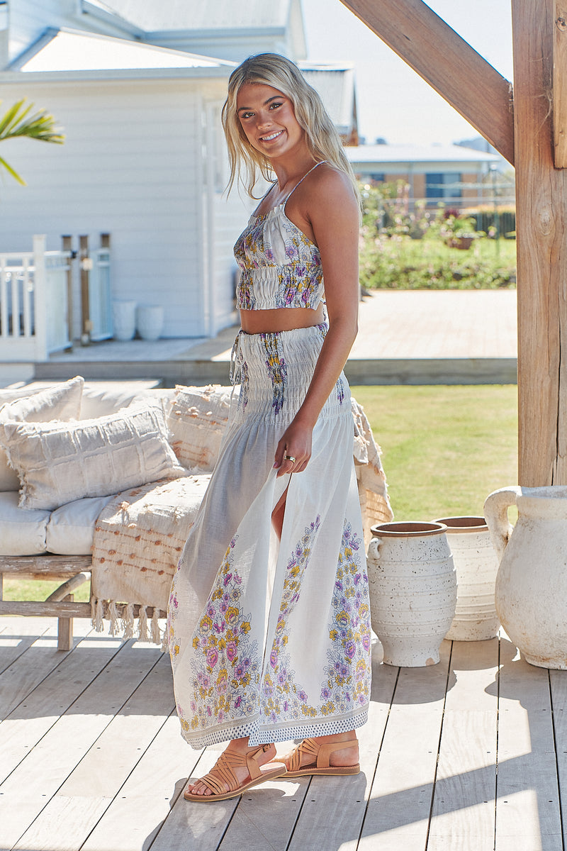 Aurelia Skirt - White Daylilies