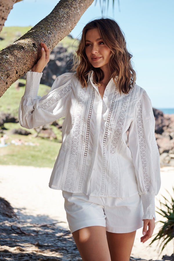 Botanic Fields Blouse -Ivory  ~ MOS the label