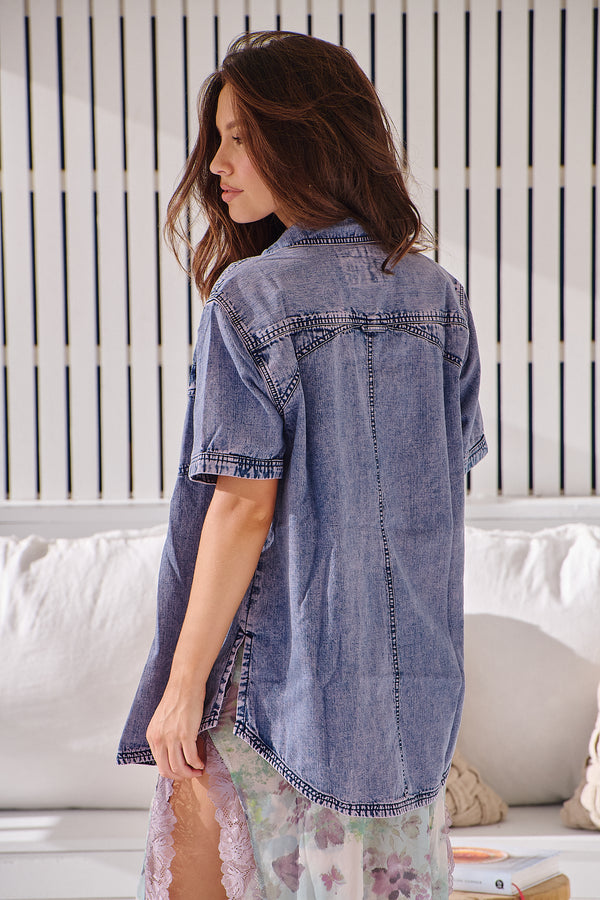 The Short Of It Denim Top -Orchard~ Free People