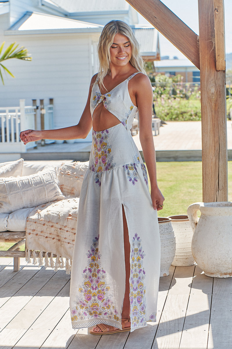 Bianca Maxi Dress -  White Daylilies