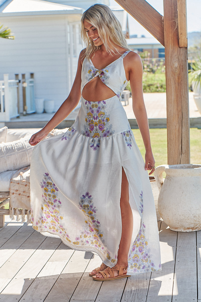 Bianca Maxi Dress -  White Daylilies