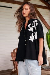 Flowers Embroidered Shirt~ Free People