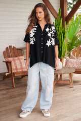 Flowers Embroidered Shirt~ Free People