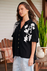 Flowers Embroidered Shirt~ Free People