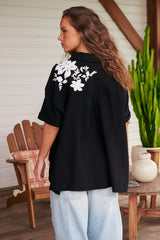 Flowers Embroidered Shirt~ Free People