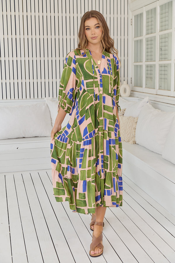 Ria Midi Dress -Mystic Matcha