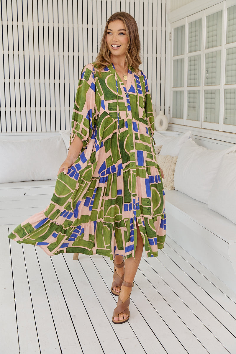 Ria Midi Dress -Mystic Matcha