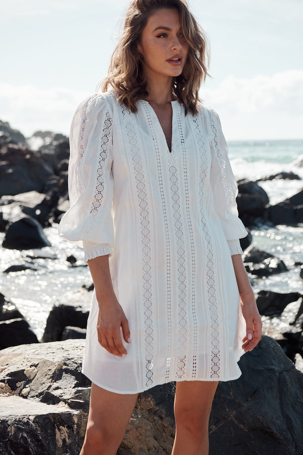 Botanic Fields Mini Dress - Ivory ~ MOS the label