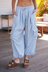 Palash Solid Cargo Pants- Perwinkle ~ Free People