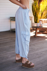 Palash Solid Cargo Pants- Perwinkle ~ Free People