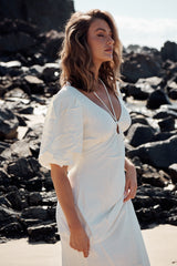 Ethereal Sleeved Midi Dress- Ivory  ~ MOS the label
