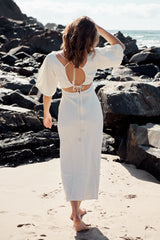 Ethereal Sleeved Midi Dress- Ivory  ~ MOS the label