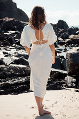 Ethereal Sleeved Midi Dress- Ivory  ~ MOS the label