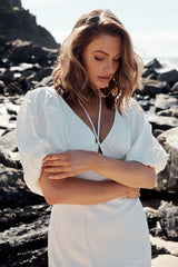 Ethereal Sleeved Midi Dress- Ivory  ~ MOS the label