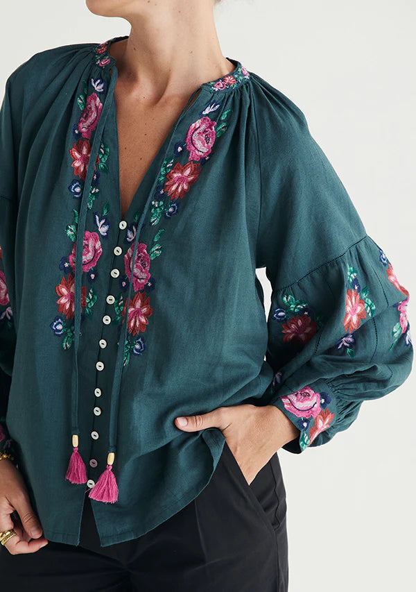 Ophelia Blouse-Pine  ~ MOS the label