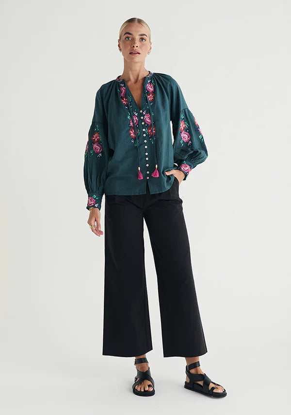Ophelia Blouse-Pine  ~ MOS the label