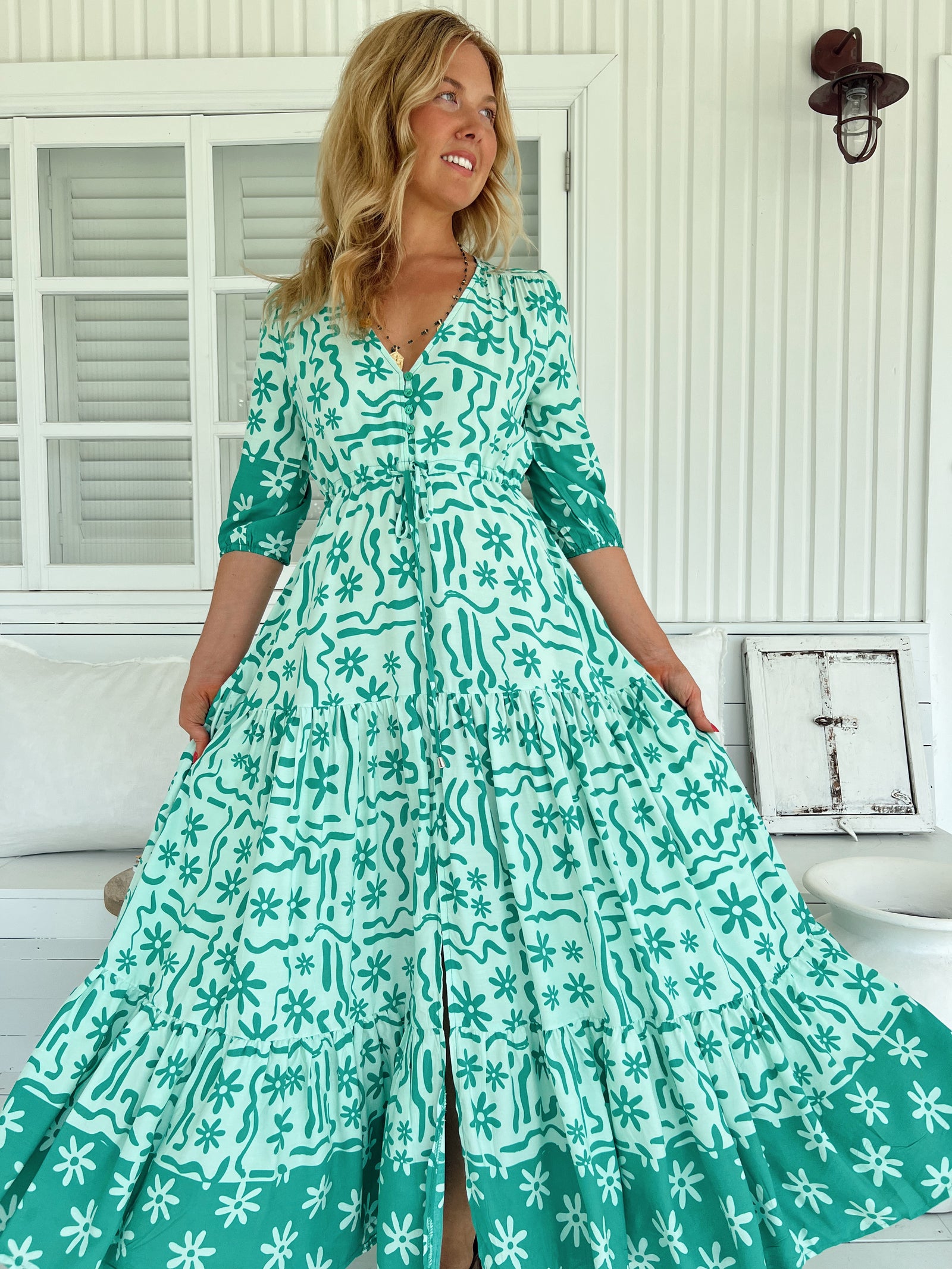 美品　TaylorMade アシンメトリーワンピース　アイスミント　O Tessa Maxi Dress - Mint Spritz – Arizonia Rose