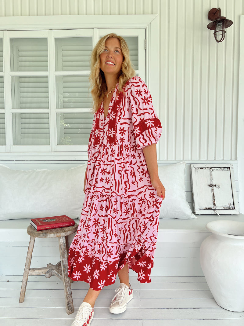 Mila Midi Dress - Strawberry Spritz