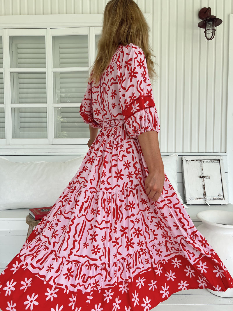 Mila Midi Dress - Strawberry Spritz