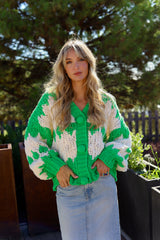 Green Calm Meadow Knit Cardigan - Jaase