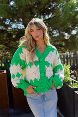 Green Calm Meadow Knit Cardigan - Jaase