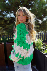 Green Calm Meadow Knit Cardigan - Jaase