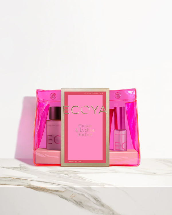 ECOYA Holiday: Guava & Lychee Sorbet On Holiday Travel Gift Set