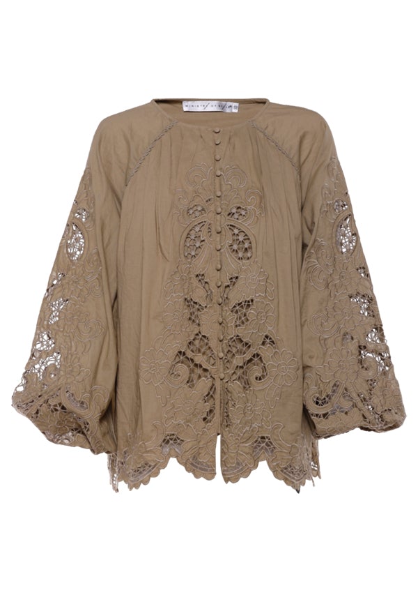 Renaissance Embroidery Blouse - Moss