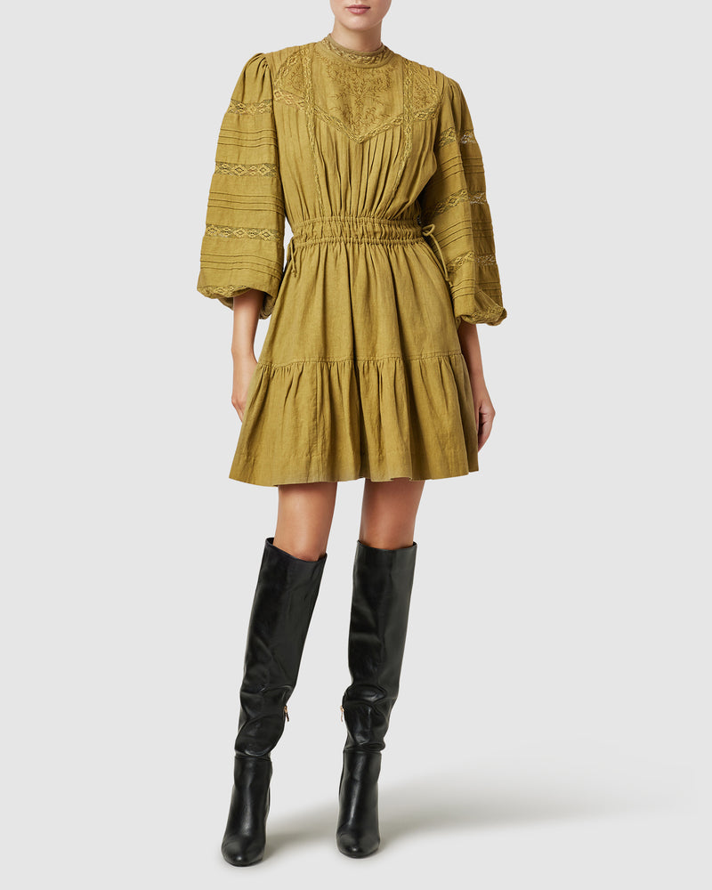 Loom Mini Dress- Olive ~ MOS the label