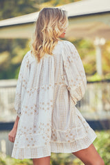 Adela Midi Dress -  White Embroidered