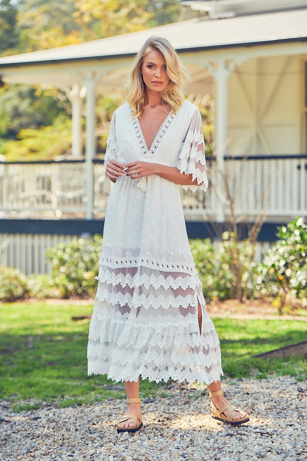 chinese dress ladies BUNGALOW WHITE MAXI DRESS – Jarlie Wild main image 0
