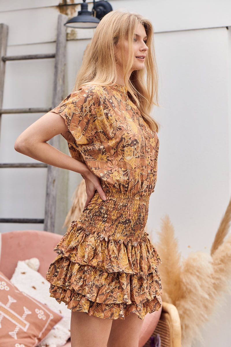 Kaia Mini Dress - Mustard Jungle Book