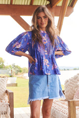 Allyra Blouse - Indigo Dreams