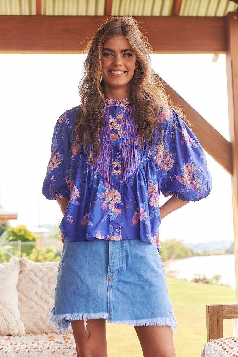 Allyra Blouse - Indigo Dreams